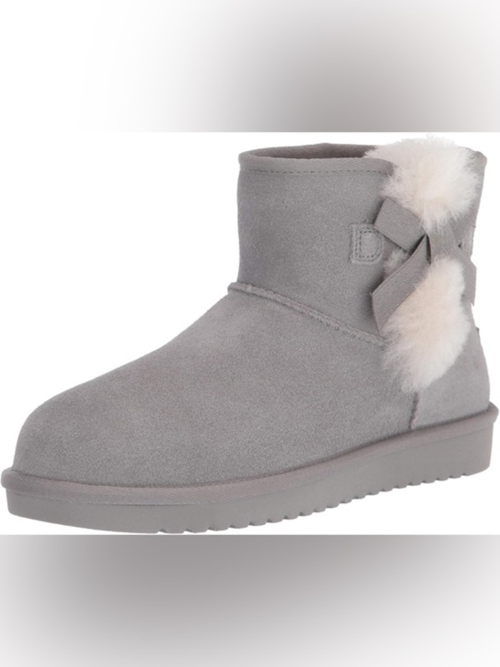Koolaburra by UGG Gray Mini Boot Pom Pom Cozy Suede Slippers Size 10 NWOT